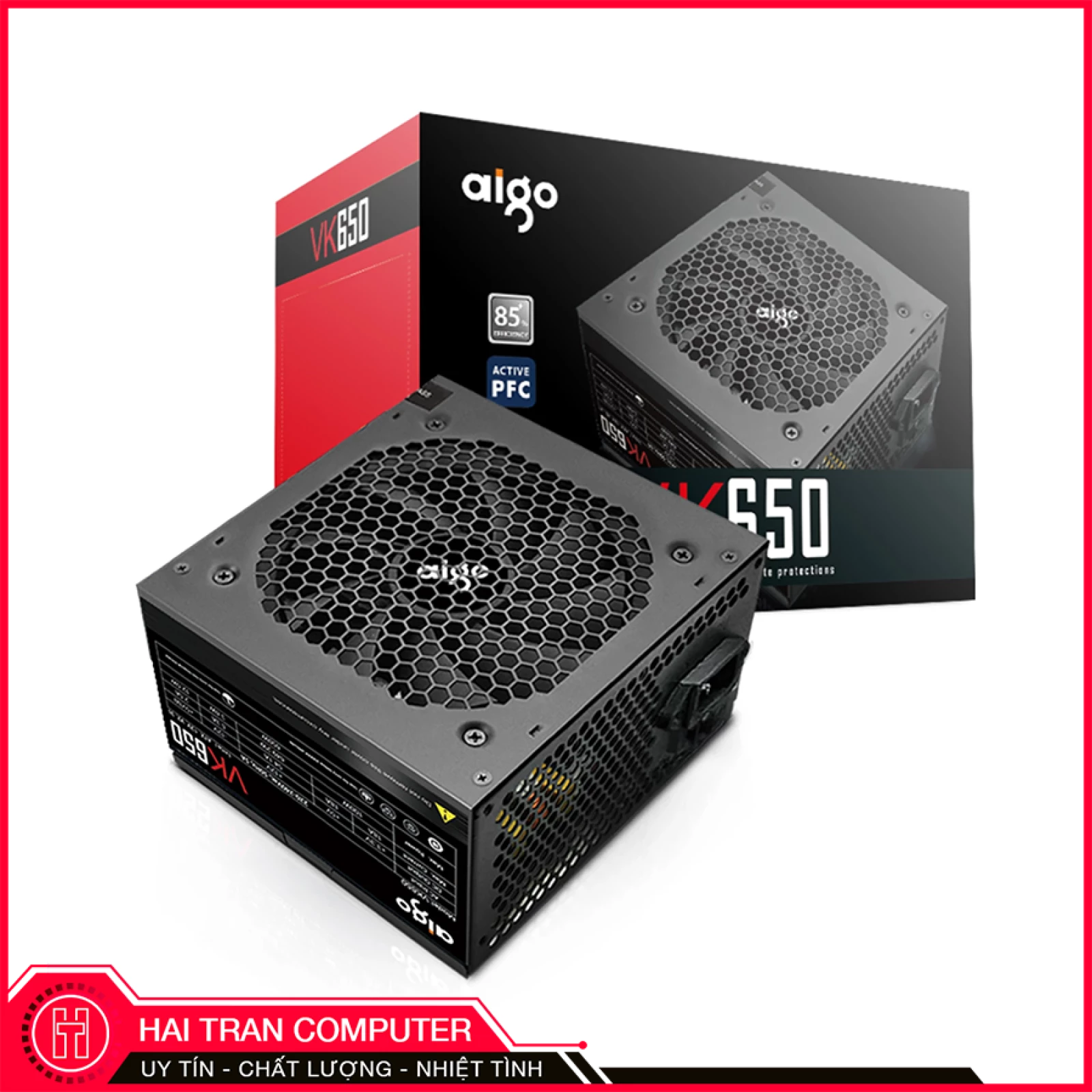 Nguồn máy tính AIGO VK650 - 650W (85 Plus/ Active PFC/ Single Rail)